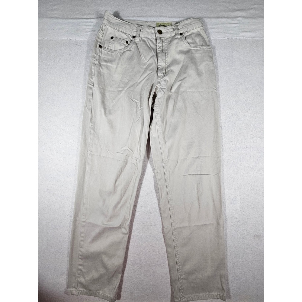 Eddie Bauer Womens Size 8 Stone Beige Cotton Twill Straight Leg High Rise Pants
